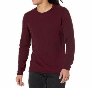 John Varvatos Men's Eli Crew Neck Long Sleeve Cotton Sweater plum Small NWT